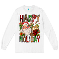 White happy holiday santa claus christmas Long Sleeve Tee - FaDigitalArtStudio