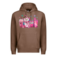 Chestnut pink christmas snowman coffee cups Premium Hoodie - MaliasSmallBusiness
