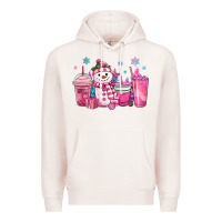 Pale Pink pink christmas snowman coffee cups Premium Hoodie - MaliasSmallBusiness
