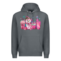 Rock pink christmas snowman coffee cups Premium Hoodie - MaliasSmallBusiness