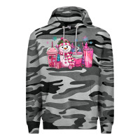 Slate Camo pink christmas snowman coffee cups Premium Hoodie - MaliasSmallBusiness