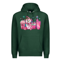 Sports Green pink christmas snowman coffee cups Premium Hoodie - MaliasSmallBusiness