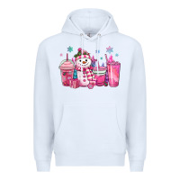 White pink christmas snowman coffee cups Premium Hoodie - MaliasSmallBusiness