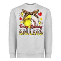 Heather Grey busy raising ballers with baseball and softball Heavyweight Sweatshirt - texasbilliewilder