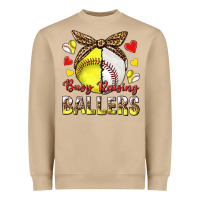 Mushroom busy raising ballers with baseball and softball Heavyweight Sweatshirt - texasbilliewilder