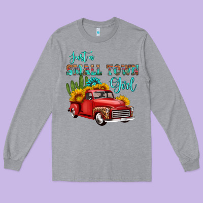 Just A Small Town Girl With Car Long Sleeve Tee Designed By Hra Design Shop