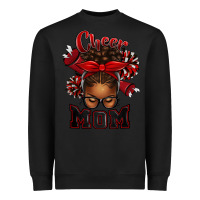 Black cheer mom afro messy bun Heavyweight Sweatshirt - texasbilliewilder