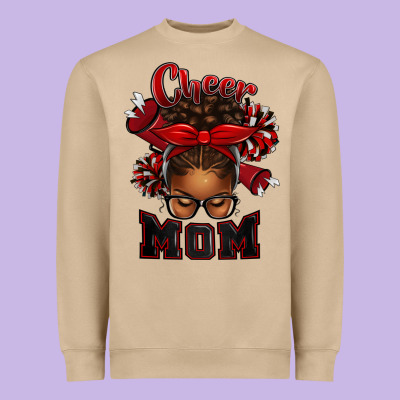 Heavyweight Sweatshirt cheer mom afro messy bun
