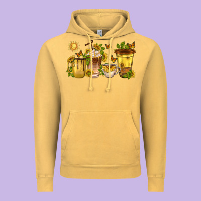 Vintage Hoodie sunflower coffee cups