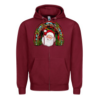 Burgundy santa rainbow Zipper Hoodie - JahusDesignShop
