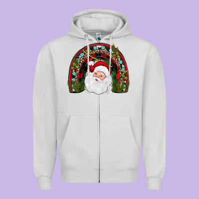 Santa Rainbow Zipper Hoodie Designed By Jahusdesignshop