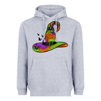 Heather Grey Witch Hat With Spiders Heavyweight Hoodie - Jasminsmagicworld