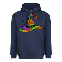 Navy Witch Hat With Spiders Heavyweight Hoodie - Jasminsmagicworld