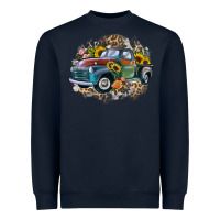 Navy vintage truck western Heavyweight Sweatshirt - Zillion Design Studio
