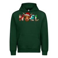 Forest Green noel highland cow Urban Hoodie - Jasminsmagicworld