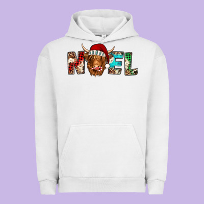 Noel Highland Cow Urban Hoodie Designed By Jasminsmagicworld