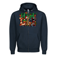 Navy lets get lit with Christmas Zipper Hoodie - AdoDesignShop