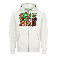 Oatmeal Heather lets get lit with Christmas Zipper Hoodie - AdoDesignShop