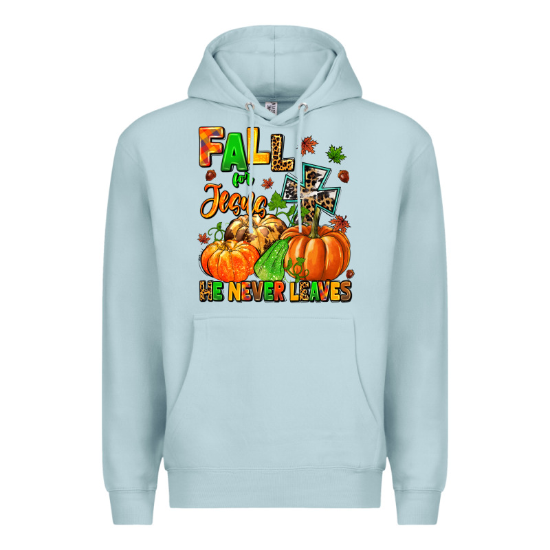 Fall For Jesus He Never Leaves Premium Hoodie by MaliasSmallBusiness | Teevron