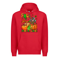 Red fall for jesus he never leaves Premium Hoodie - MaliasSmallBusiness