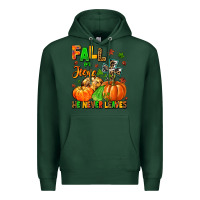 Sports Green fall for jesus he never leaves Premium Hoodie - MaliasSmallBusiness