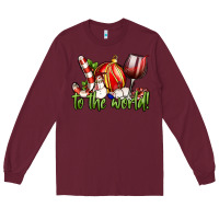 Burgundy joy to the world christmas wine Long Sleeve Tee - FaDigitalArtStudio