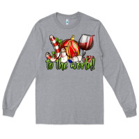 Heather Grey joy to the world christmas wine Long Sleeve Tee - FaDigitalArtStudio