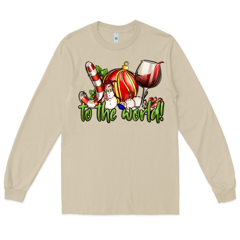 Joy To The World Christmas Wine Long Sleeve Tee by FaDigitalArtStudio | Teevron