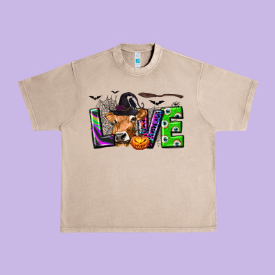Love Halloween Cow Urban Heavy Tee Designed By Texasbilliewilder