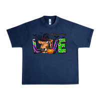 Navy Love Halloween Cow Urban Heavy Tee - texasbilliewilder