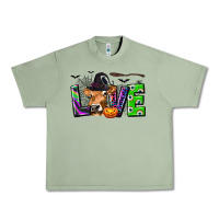 Oil Green Love Halloween Cow Urban Heavy Tee - texasbilliewilder