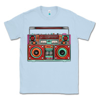 Dusty Blue Boombox Classic Tee - FaDigitalArtStudio