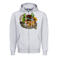 Heather Grey cowboy cactus  sunflowers whiskey Zipper Hoodie - AdoDesignShop