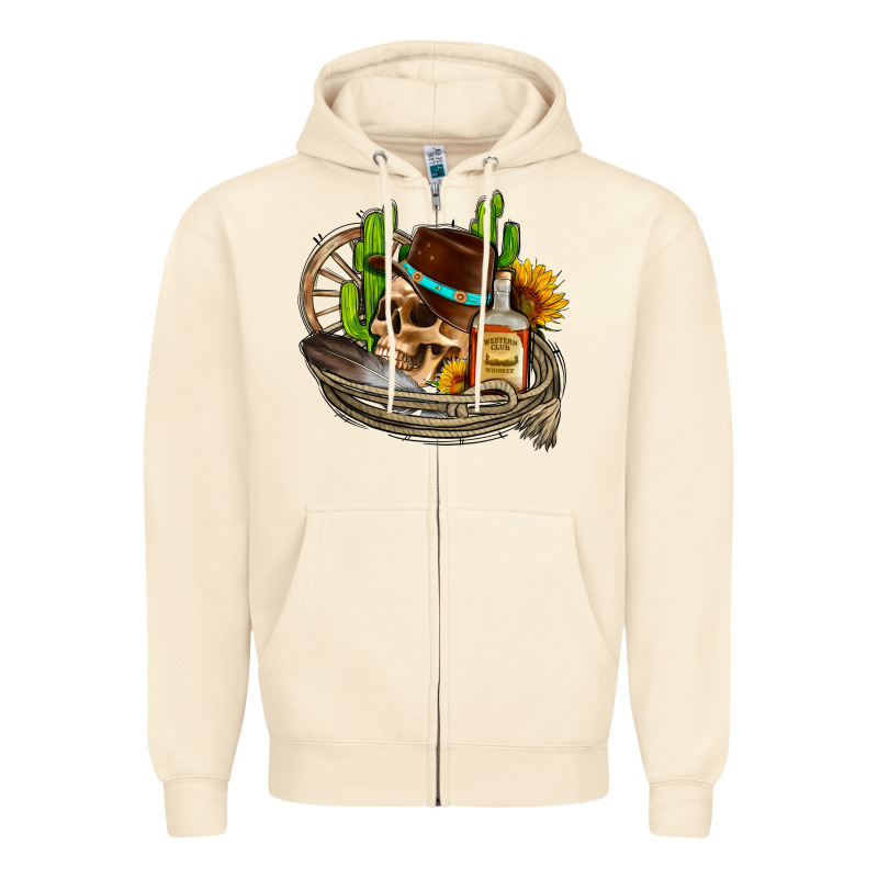 Cowboy Cactus  Sunflowers Whiskey Zipper Hoodie by AdoDesignShop | Teevron