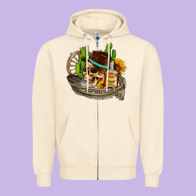 Cowboy Cactus  Sunflowers Whiskey Zipper Hoodie Designed By Adodesignshop
