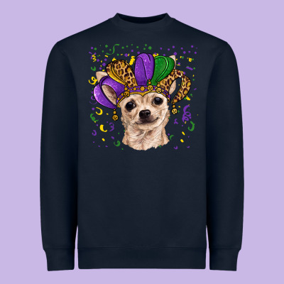Heavyweight Sweatshirt mardi gras hat chihuahua