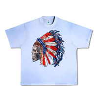 Grape Ice american indian headdress with skull Urban Heavy Tee - RanaPortraitStore