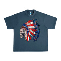 Midnight Navy american indian headdress with skull Urban Heavy Tee - RanaPortraitStore