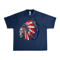Navy american indian headdress with skull Urban Heavy Tee - RanaPortraitStore