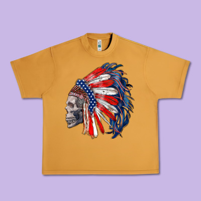 American Indian Headdress With Skull Urban Heavy Tee Designed By Ranaportraitstore