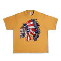 Peanut Butter american indian headdress with skull Urban Heavy Tee - RanaPortraitStore