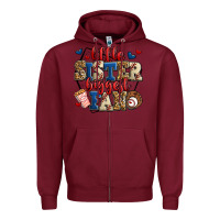 Burgundy little sister biggest fan baseball Zipper Hoodie - Jasminsmagicworld