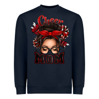 Navy cheer mom messy bun Heavyweight Sweatshirt - texasbilliewilder