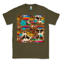 Army Green western sunflower bucket cow seamless pattern Classic Tee - HRA Design Shop