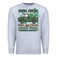 Heather Grey farm fresh four leaf clovers Premium Sweatshirt - MaliasSmallBusiness