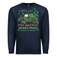Navy farm fresh four leaf clovers Premium Sweatshirt - MaliasSmallBusiness