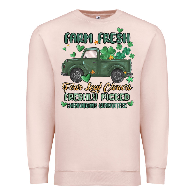 Farm Fresh Four Leaf Clovers Premium Sweatshirt by MaliasSmallBusiness | Teevron