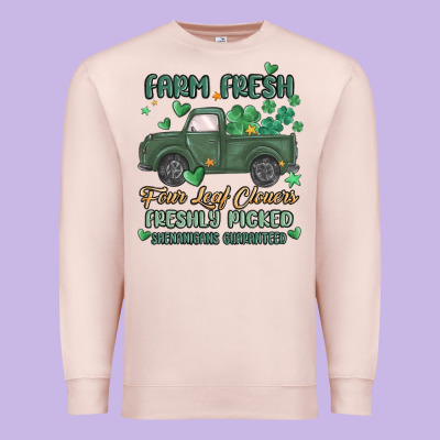 Farm Fresh Four Leaf Clovers Premium Sweatshirt Designed By Maliassmallbusiness