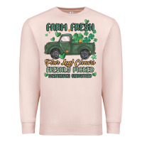 Pale Pink farm fresh four leaf clovers Premium Sweatshirt - MaliasSmallBusiness