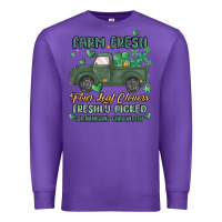 Purple farm fresh four leaf clovers Premium Sweatshirt - MaliasSmallBusiness